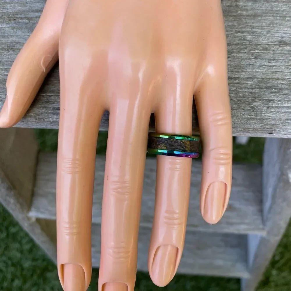 Upcycled/Repurposed Louis Vuitton Monogram Canvas Ring w/ Holographic Band 6.5